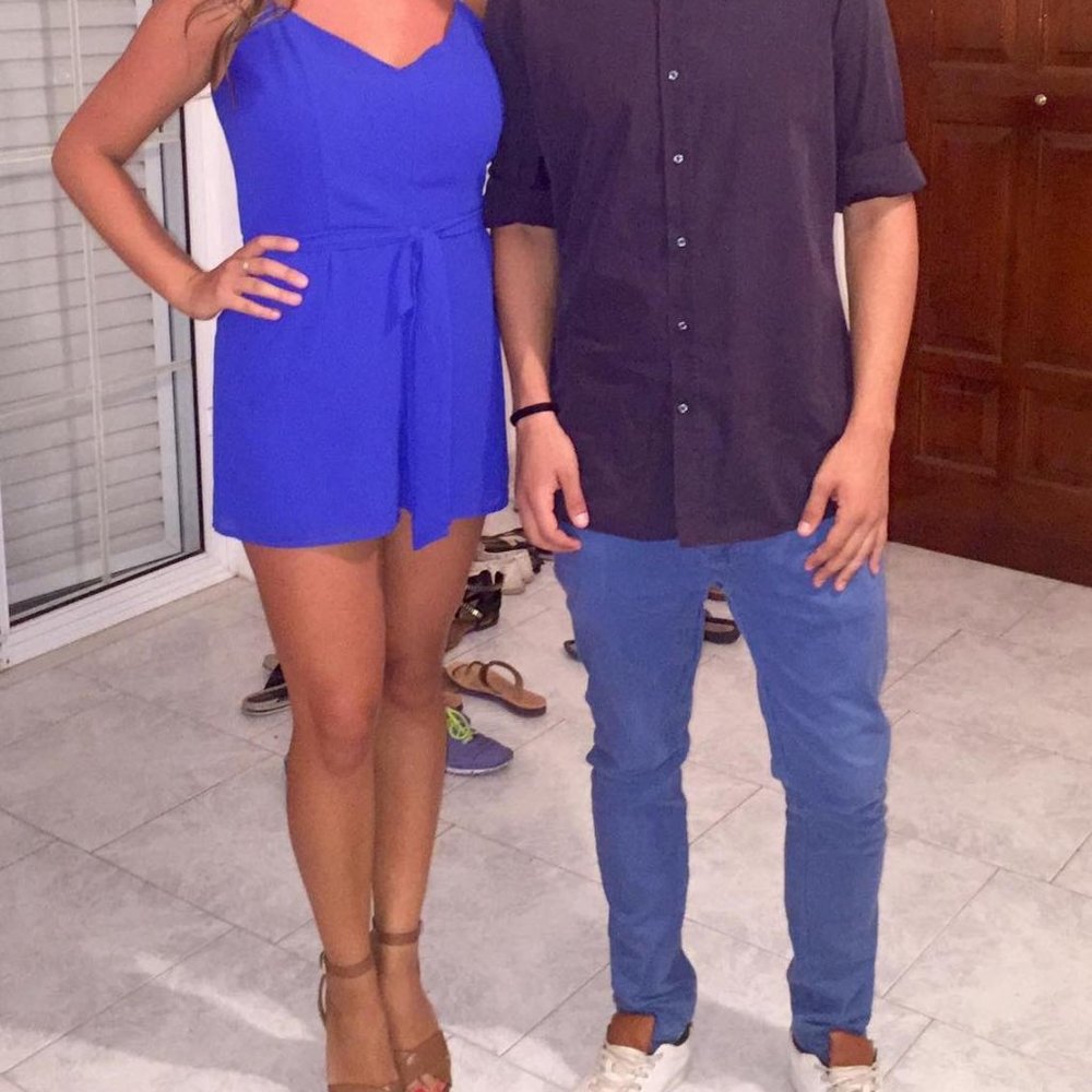 Royal Blue Romper with Waist Tie